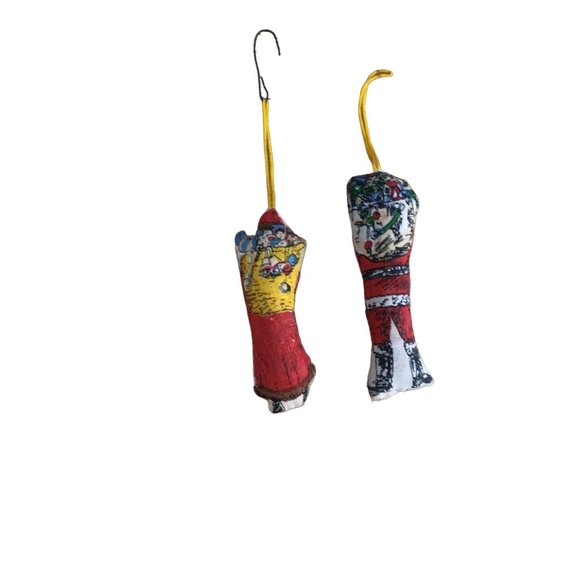 B Shackman Vintage 1970s Lot of 2 Santas Stuffed Father Christmas Pillow Ornamen - Picture 6 of 9